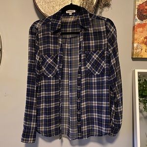 Express “The Portofino Shirt” blue plaid